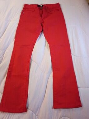 Jordan Craig Red Denim Boot Cut Slim Jeans.